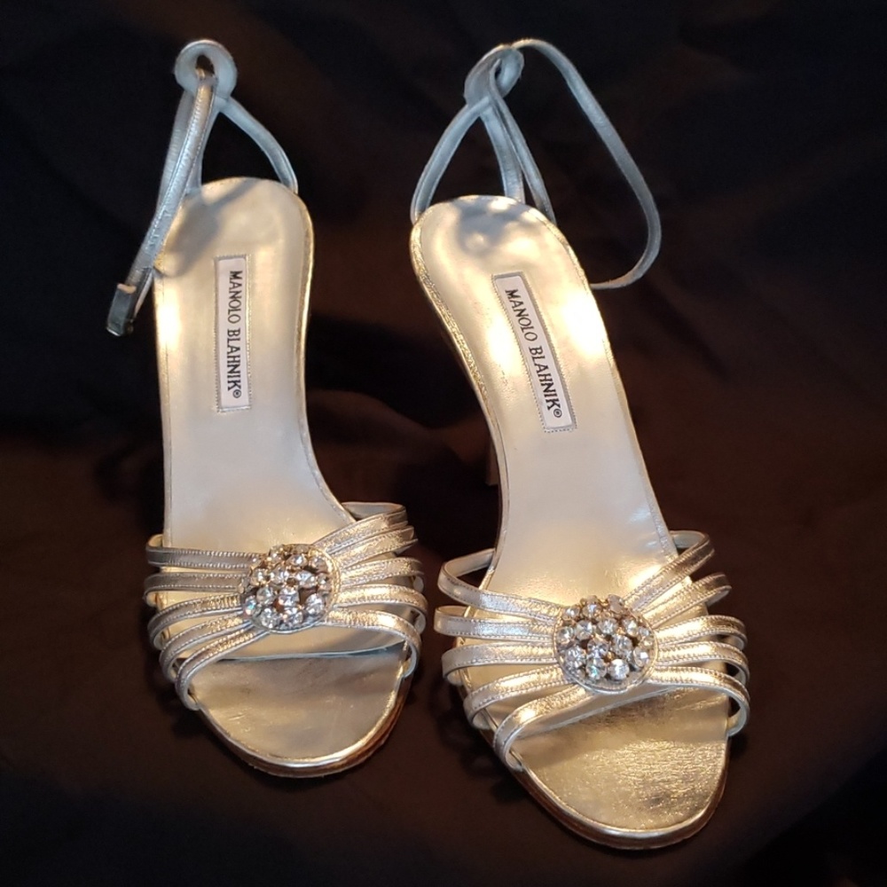 Manolo Blahnik silver sandal